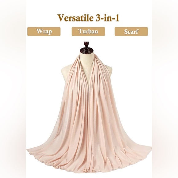 Beige Stretch Turban African Head Wraps Scarf Soft Hijab for Locs Braids - Picture 5 of 6